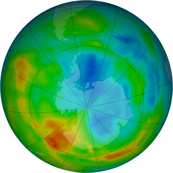 Antarctic ozone map for 01 August 2010